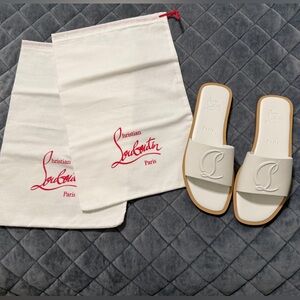 Christian Louboutin White Leather Mule / Slide Sandals